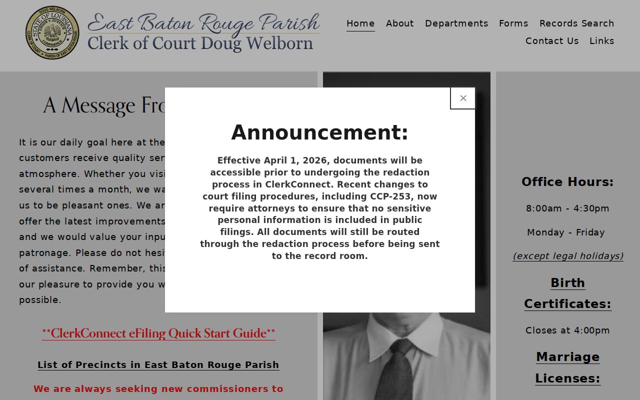 East Baton Rouge Parish court case clerk gateway