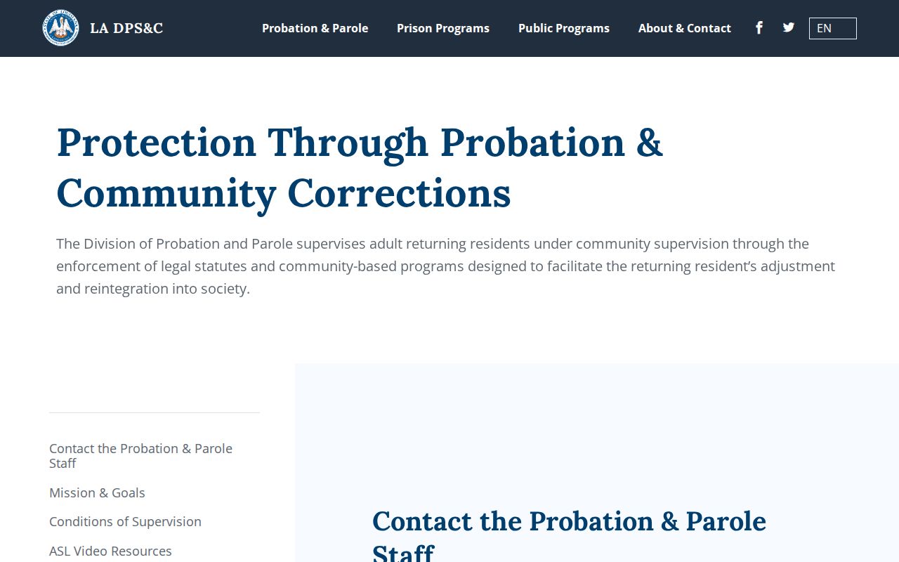 East Baton Rouge Parish criminal history supervision services