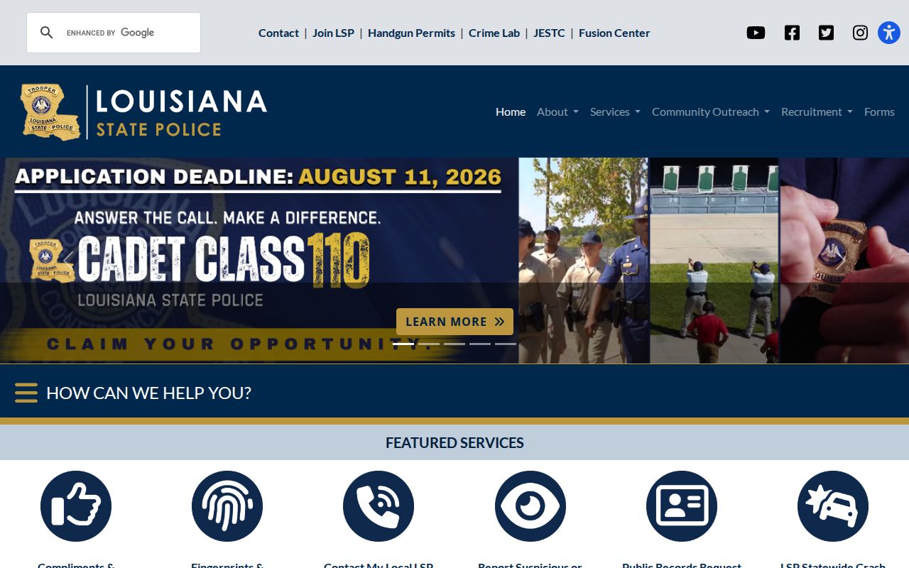 Louisiana registry profile result layout